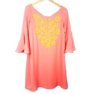 Judith March | Bell Sleeve Flowing Dress Orange